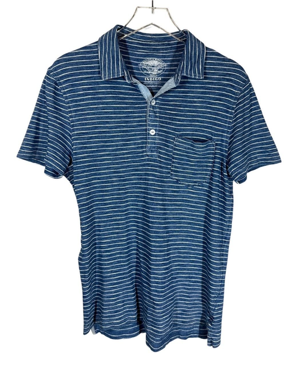 WALLACE & BARNES Men's Indigo striped blue polo shirt - Casual Short Sleeve